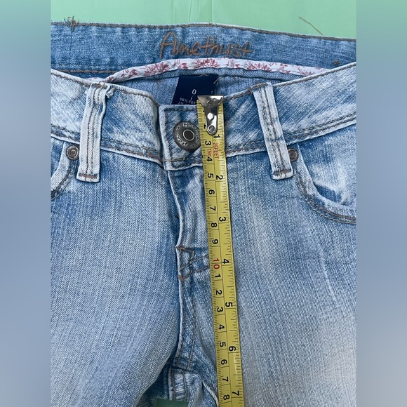 Amethyst low rise Jeans Faded Blue Flare Jeans size 0 juniors flap pockets - Picture 6 of 12